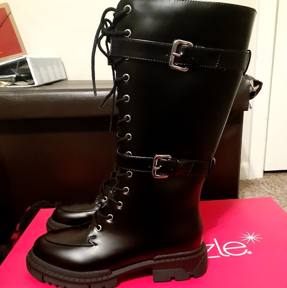 ShoeDazzle tall combat boots - Picture 2 of 5